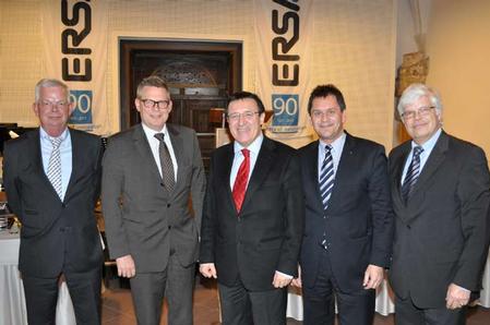 The owners of ERSA GmbH, Bernhard, Rainer and Walter Kurtz, together with Minister Prof. Dr. Wolfgang Reinhart and Mayor Wolfgang Stein at the ceremony „90 Years of ERSA“ in the Bronnbach Monastery.