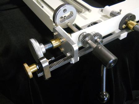 Precision Cam Gear Rack Drive with Adjustment Damper on Printek Model MP-1818