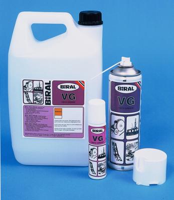 BiRAL VG (visco grease) Operates to +130°C. Supplied as aerosol in 100 ml and 500 ml size.